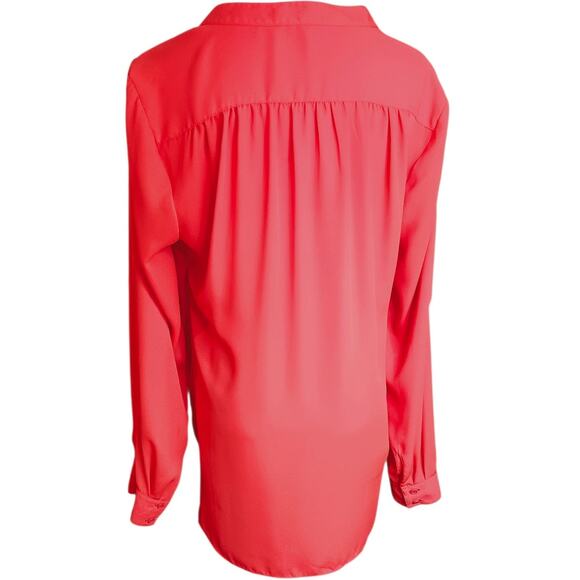 ROSE & OLIVE Draped High Low Orange Top Blouse Medium Event Career Office Travel - Picture 2 of 8